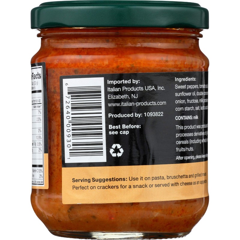 TRENTASETTE 37 Red Pepper & Eggplant Pate, 6.3 OZ