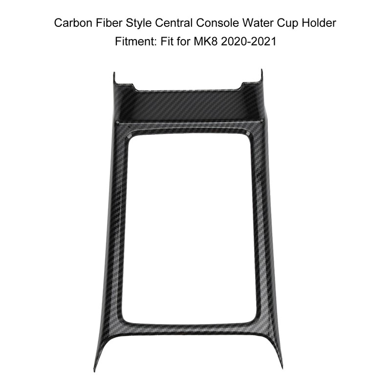 Central Console Water Cup Holder Trim Frame Carbon Fiber Style