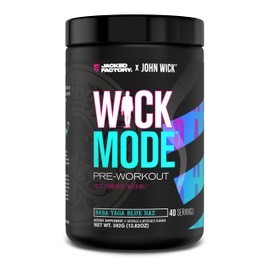 Jacked Factory X John Wick - Wick Mode Pre Workout Powder - Intense Energy, Battle-Ready Focus, Unstoppable Commitment, and Sheer Will - 40 Servings, Baba Yaga Blue Raz
