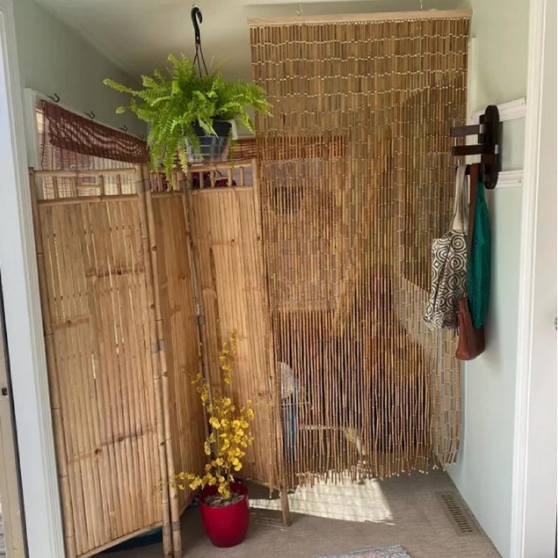 TACHILC Boho Wood Beaded Curtain for Doorways – Natural Beaded