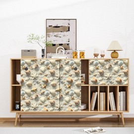 XRUIBZI Sandy Shore Peel and Stick Wallpaper Vintage Blue Contact Paper Hard Outer Skin Wall Mural Home Vinyl Waterproof Self Adhesive Removable Renter Friendly Wall Paper 17.5" x 118"