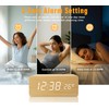iTOMA Small Wooden Alarm Clock with 3 Alarms, Manual Dimmer,