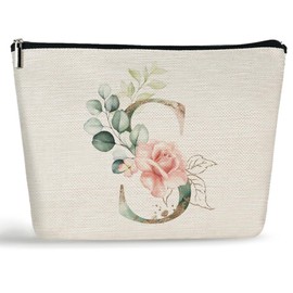 Kaimaloke Initial Monogram Makeup Bag for Women, Letter Funny Travel Makeup Bag Birthday Gifts for Women Mom Best Friend Daughter Girlfriends, Friendship Gifts, Bride Bridesmaid Cosmetic bag (S)