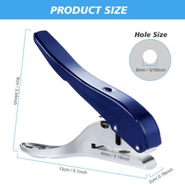 AGUZXTM Single Hole Punch,Hole Punch Paper Hole Puncher Heavy Duty Single Hole Punch Hole Punches Paper Punch Portable Hand Held for Tags Paper Cards Plastic Cardboard (8MM Blue)