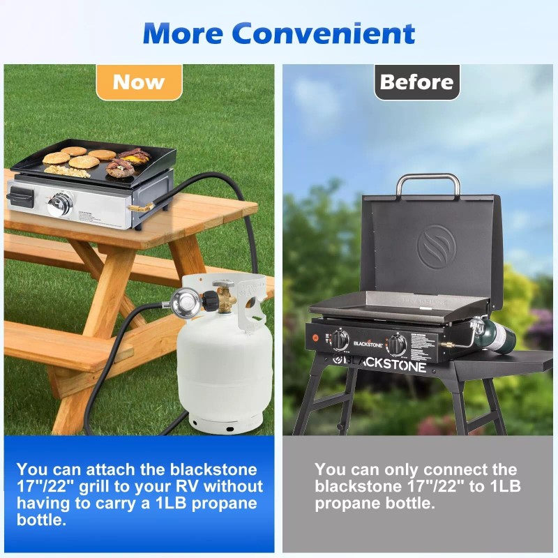 WADEO 6FT Propane Regulator Hose with 90 Degree Elbow Adapter