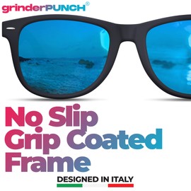 grinderPUNCH Polarised Sunglasses for Men and Women, Trendy Retro Sunglasses for Driving and Fishing, UV400 Protection, Matte Black Grip Coated Frame, Large, Matte Black Handle, Matt black handle