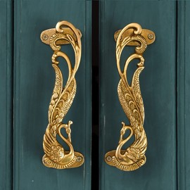 Indian Shelf 1 Pair Brass Handles- Peacock Door Handle- Brass Door Pulls- Gold Cabinet Handles- 6.2 Center to Center Drawer Pulls- Vintage Door Handle- Door Pull Handle- Vintage Decorative Door Handle