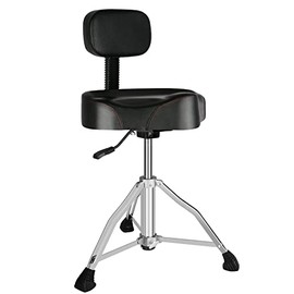 EASTROCK Drum Throne Height Adjustable Motorcycle Style Heavy Duty Drum Chair with Backrest, Drum Stool with Back Rest for Drummer Adults