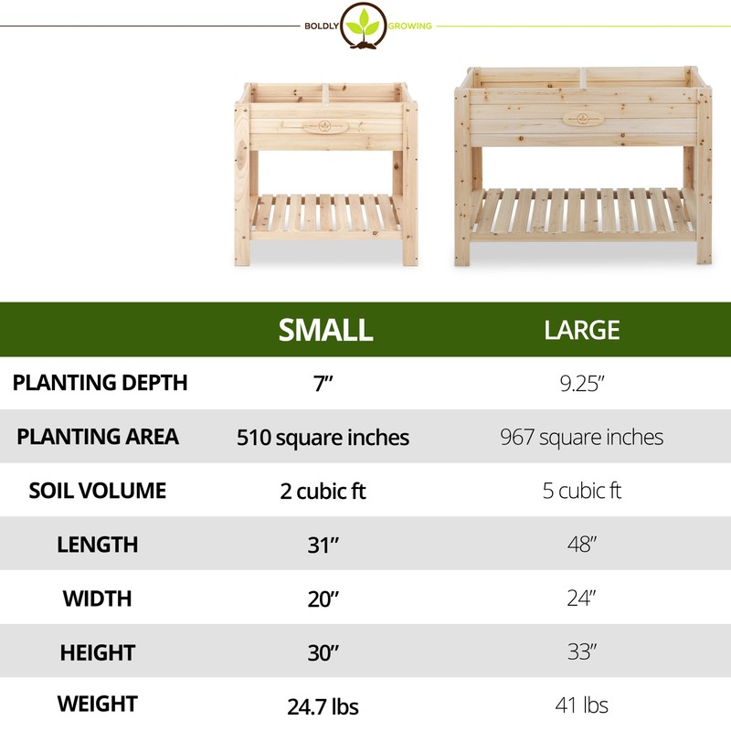 Boldly Growing Cedar Patio Planter with Shelf - BGSP76