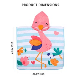illikkuyax Flamingo Hooded Baby Towels Kids Beach Towels Wrap Toddler Towel Poncho for Age 0 to 6 Boys Girls Swim Cover up Pool Towels, 25.59 x 47.24 inch