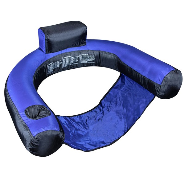 SWIMLINE ORIGINAL Fabric Covered U-Seat Inflatable Pool Lounger | With Comfortable Sling Seat, Back Rest, and Built In Cup Holder | For Pool, Beach, Lake, and More