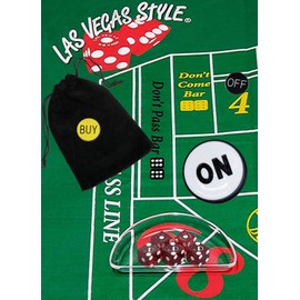 Craps Starter Kit Sets, Featuring Genuine The D Las Vegas Casino Table-Played Dice with Clear Acrylic Dice Boat (Red Polished)