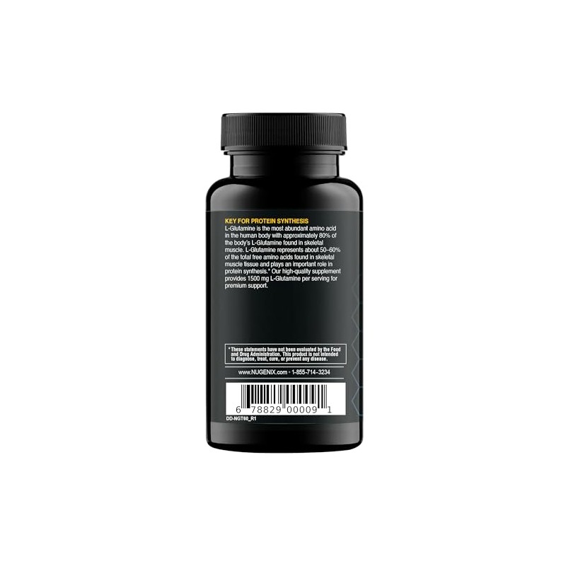 Nugenix L-glutamina Essentials, 1500 mg, aminoácido L-glutamina 100% vegetal, síntesis
