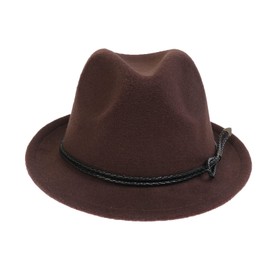 NiceYnn Vintage Trilby Felt Hat, Roll-up Short Brim Wool Unisex Gangster Fedora Hats Jazz Homburg Cap, 1920s Manhattan Panama Hat Coffee & Black Rope