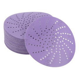 Partuto 50 Pcs 5 Inch 800 Grit Universal Sanding Discs - Round Hook and Loop Sandpaper - Polyester Film Purple