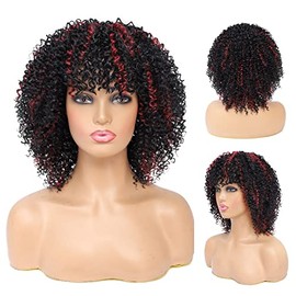 fallsea Curly Afro Wigs for Black Women Dreadlock Wig for Men Braided Wigs for Black Women Short Curly Wigs for Black Women Kinky Curly Wig with Bangs