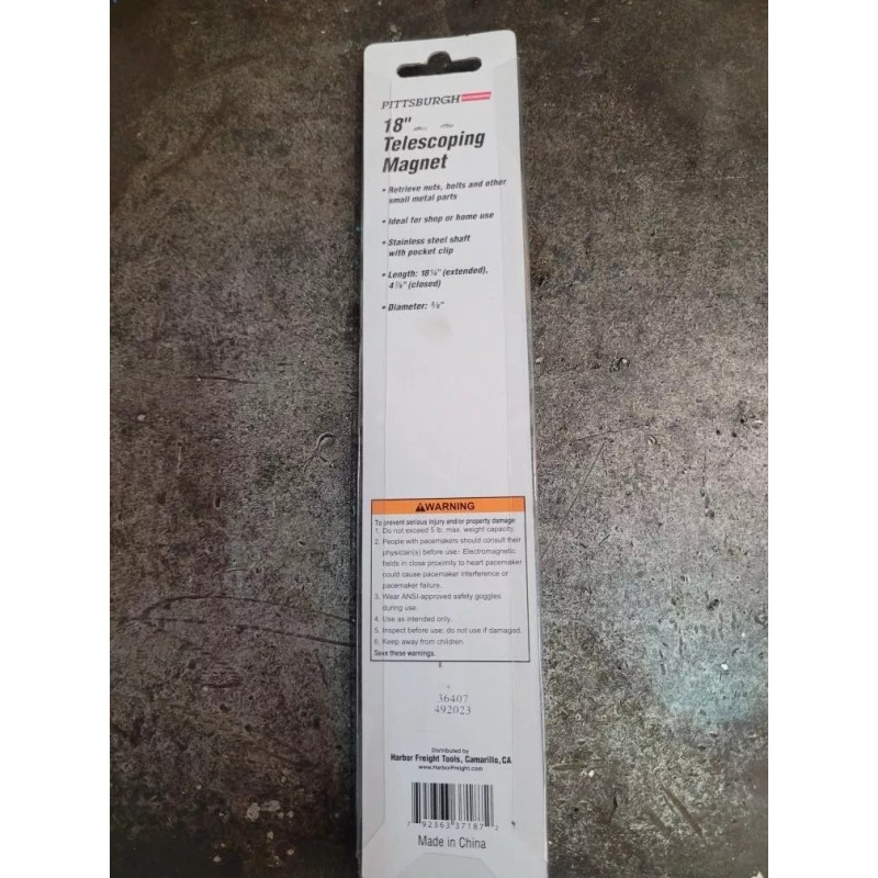 Pittsburgh 18" TELESCOPING MAGNETIC PICKUP TOOL WITH SWIVEL CHROME POCKET