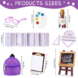 Chalyna 14 Pieces Mini Doll School Supplies for 11.5 inch Doll, Includes Mini Doll Backpack Glasses Blackboard Miniature Books Paper Clipboard Pencil Doll Rulers Doll Accessories(Novel Style)