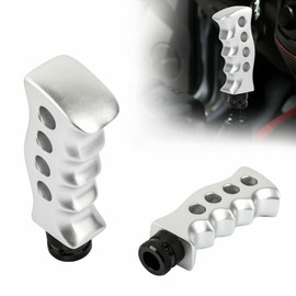 Universal Silver Slotted Pistol Grip Handle Manual Gear Stick Shift Knob Shifter