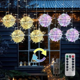 Outdoor Christmas Balls Lights, 4 Packs 184 LED Globe Lights, Color Changing String Lights 7.87'' Sphere with Plug for Tree Party Wedding Yard Garden Porch Patio Outside Christmas Decorations, Timer