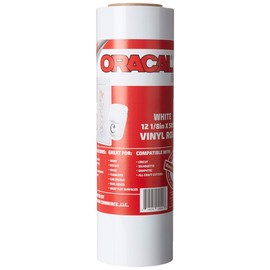 12.125" x 50ft Roll of Oracal 651 White Craft Vinyl - On a 2.5" Core - Adhesive Vinyl for Cricut, Silhouette, and Cameo Cutters - Gloss Finish - Outdoor and Permanent