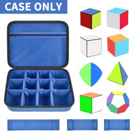 Grapsa Speed Cube Storage Case Bag Holds 12+ Different Types Cube Retro Brain Teaser Fidget Toy. Carrying Holder with Mesh Pocket Fits for Cube Stand/Tutorial (Box Only) - Blue
