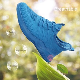 KEEZMZ Zapatos de correr para mujer y mujer, ligeros, informales, para tenis, Azul / Patchwork, 11