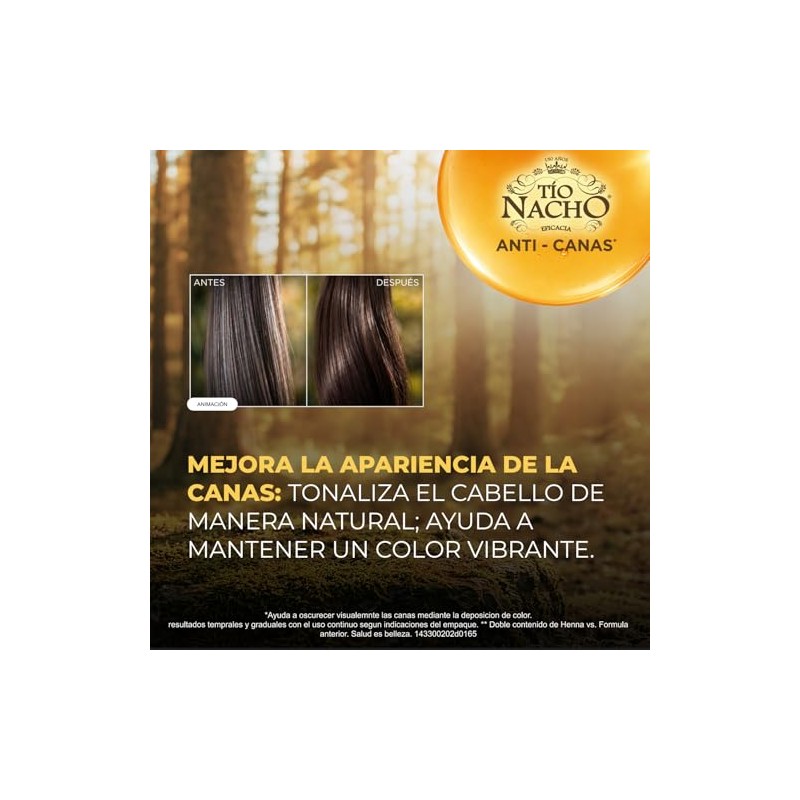 Tío Nacho Henna Egipcia Fórmula Avanzada Anti-Canas. Botella con 415ml.