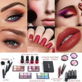 Gmdr Kit De Sombras Maquillaje Set Todo En Uno Neceser Bolsa