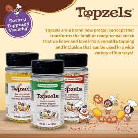 Savory Salad and Baked Potato Toppings by Topzels, Savory Variety - Includes Three Flavors | 3.5 Oz (Pack of 3) | No Artificial Flavors, Colors or Preservatives, Crushed Pretzels, Adds Crunch & Bold Flavor