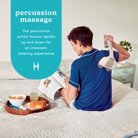 Homedics Percussion Action Massager with Heat | Adjustable Intensity, Dual Pivoting Heads | 2 Sets Interchangeable Nodes, Heated Muscle Kneading for Back, Shoulders, Feet, Legs, & Neck