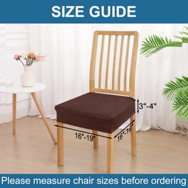 Smiry Waterproof Seat Covers for Dining Room Chairs Set of 4, Stretch Jacquard Removable Washable Chair Seat Slipcovers Protector, No Rear Covers, Light Chocolate