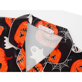 Hupohoi Unisex Kids Boys and Girls Pajama Sets Summer Short Sleeve Long Pants 2pcs Silky Sleepwear Button Down Loungewear, Pumpkin, 10