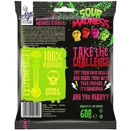 Sour Madness Skull Shape Candy Extreme Sour Take The Challenge 60g (Imported)