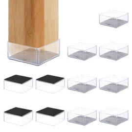 PATIKIL Chair Leg Floor Protector for Hardwood Floors, 12 Pcs Square PVC Felt Fit 3.15" Furniture Leg Cap Furniture Feet Cover Furniture Feet Carpet Small Slider, Transparent