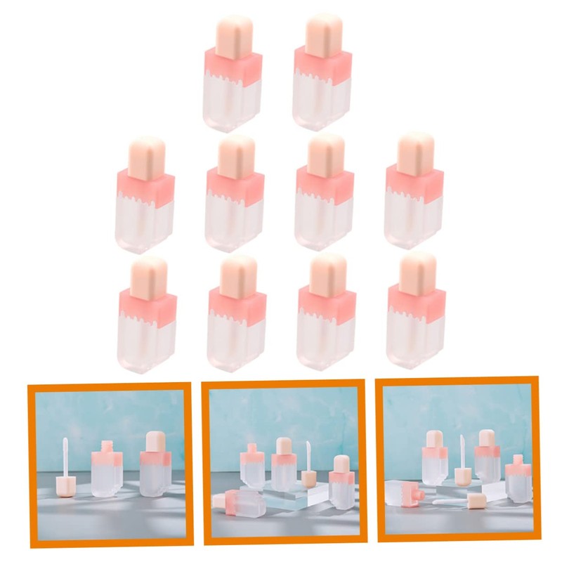 ORFOFE 10pcs Round Lip Gloss Tubes Refillable Mini Empty Lip