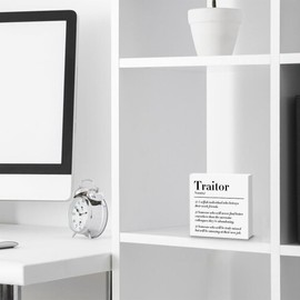 Humor Traitor Definition Wooden Box Sign, Funny Office Gifts, Farewell Gifts for Coworkers, Going Away Gifts for Coworkers Women Men, Wooden Plaque Sign Office Home Bedroom Decor Desk Shelf Decor