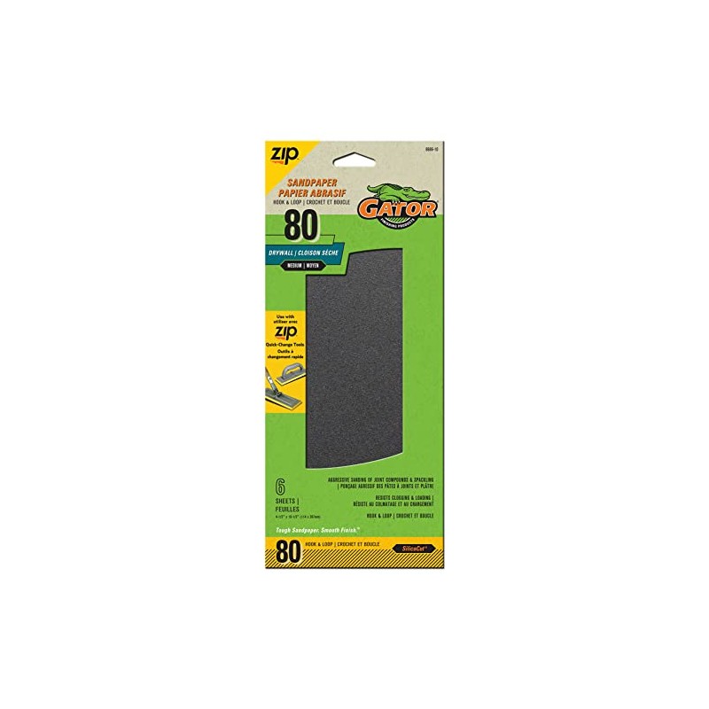 Gator Drywall Hook & Loop Precut Sanding Sheets, 80 Grit