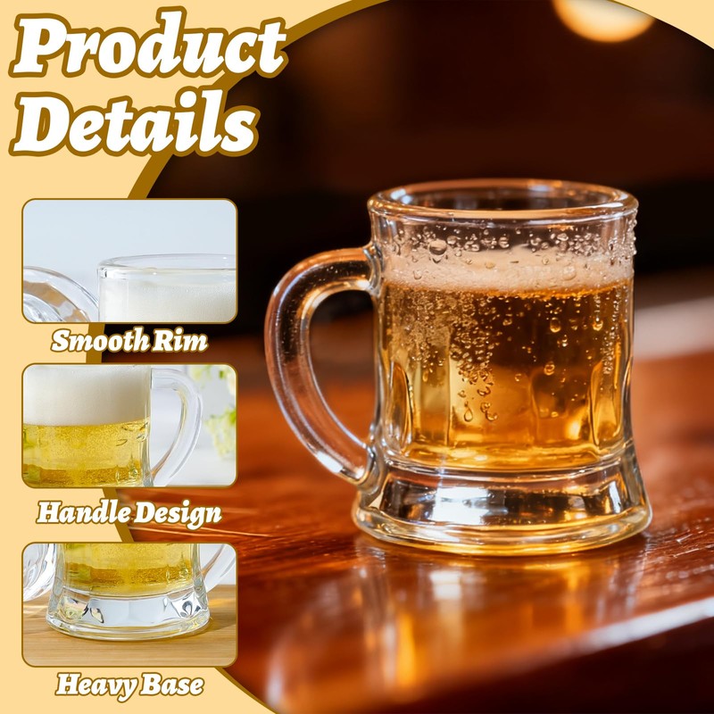 ZYFLSIYU 6 Pack 2 oz Mini Beer Mug Shot Glasses