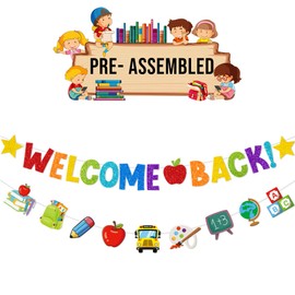 CIFZEX 24pcs Back to School Banner Garland, Back to School Decorations Welcome Back Banner Decorations, Welcome School Banner for School Classroom Hanging Decor