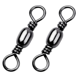 Fishing Barrel Swivel 50-100pcs Fishing Swivels Stainless Steel Solid Rings High Strength Tackle Connector Gold Black Nickel Assorted Size, Test 35LB-165LB