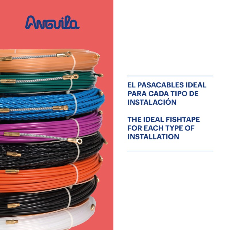 Anguila Max - BI-Nylon-Einzelfaser-Kabeleinziehhilfe, 22 m, 4mm, Kombi-Endstücke, lachsfarben