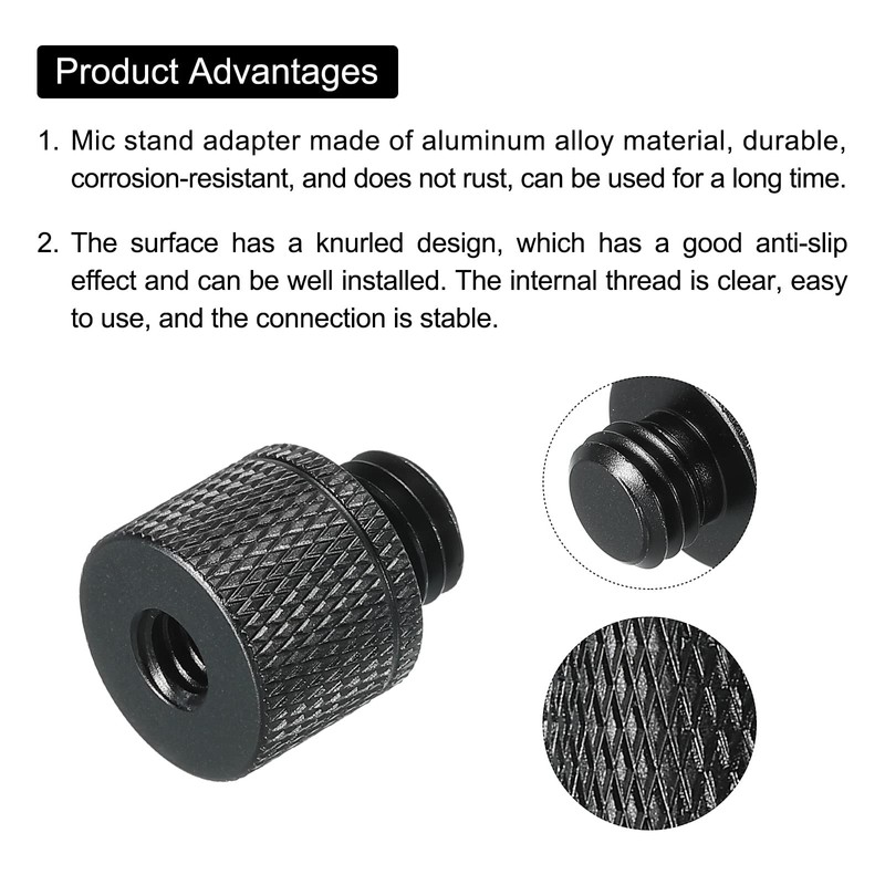 sourcing map Microphone Stand Adapter 1/4 Female to M10 Male