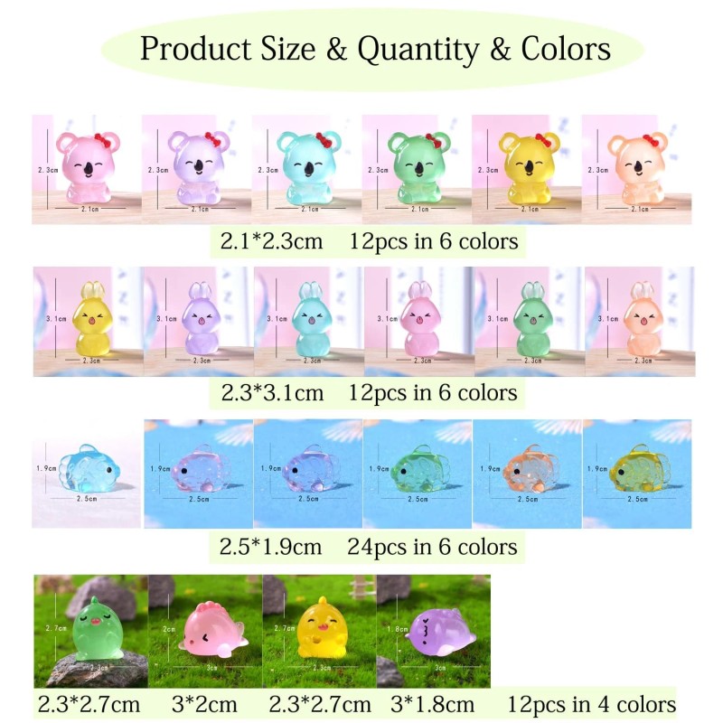 Alshurlife Luminous Mini Resin Animals 60 Pcs Dinosaur Glow in