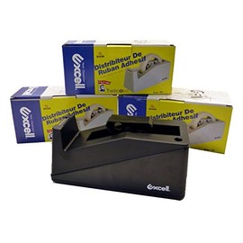 Excell EX-19125BK Office Dualcore Clear Tape Dispenser, Black; For up to 1 Inch Wide Tape Rolls with Core Diameters of 1 Inch or 3 Inches; Tape Not Included