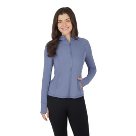 Yogalicious Full-Zip Lightweight Hooded Running Workout Yoga Lux Jacket with Pockets - Wild Wind - Medium