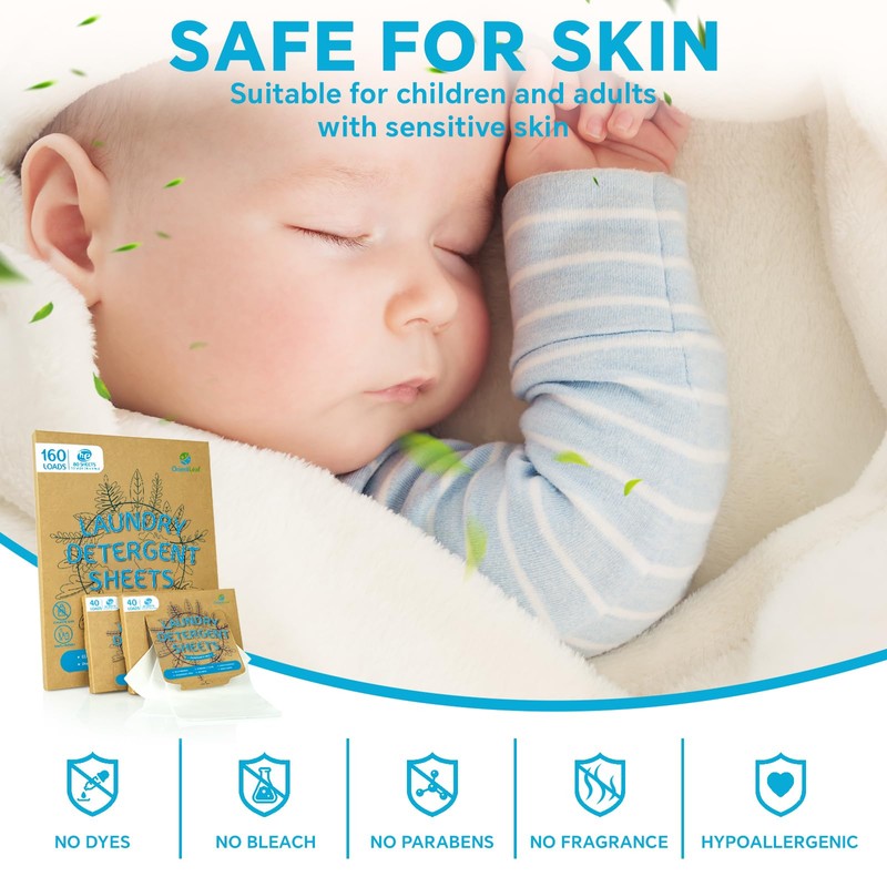 OrientLeaf Laundry Detergent Sheets Fragrance Free, Eco-Friendly, Powerful Cleaning, Up
