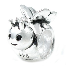 Queenberry Sterling Silver Honey Queen Bee European Bead Charm