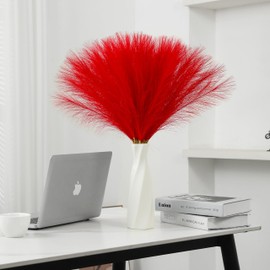 Wttisel 30pcs 22" Red Pampas Grass - Faux Pampas Grass Decor Pompas Floral Arrangement and Vase Filler for Boho Home Wedding Mothers Day Decoration