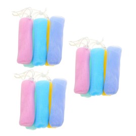 WOONEKY 15pcs Soap Foaming Pouches Exfoliating Mesh Soap Saver Bags Quick Drying Drawstring Design Random Colors for Home Bathing